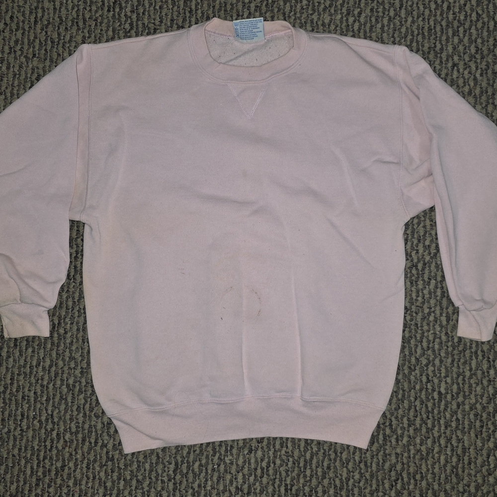 Vintage Hanes Men's Pink Crewneck Sweater